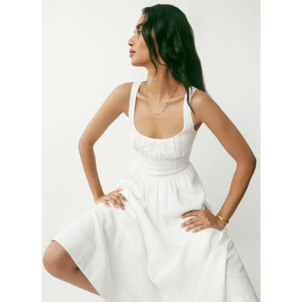 Reformation White Balia Linen Dress US 6 - Picture 5 of 13
